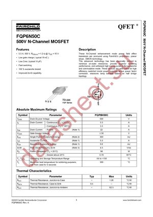 FQP6N50C datasheet  
